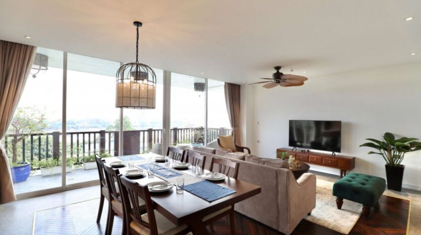 lake view 3 bedroom apartment in xom chua zen style 4