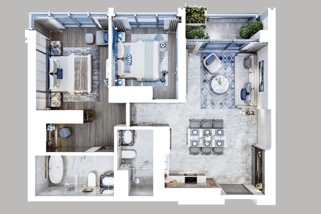 2 bedroom layout in celestine westlake