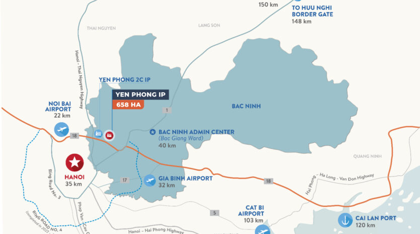 location of yen phong industrial park